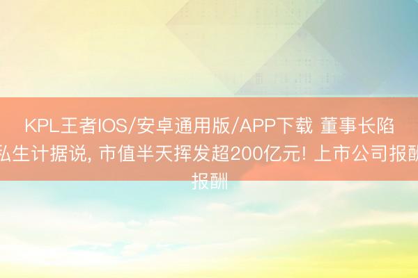 KPL王者IOS/安卓通用版/APP下载 董事长陷私生计据说， 市值半天挥发超200亿元! 上市公司报酬