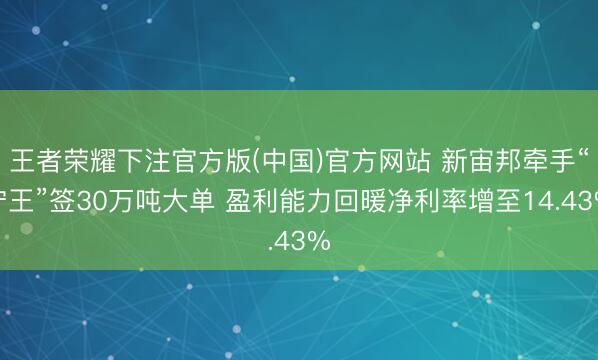 王者荣耀下注官方版(中国)官方网站 新宙邦牵手“宁王”签30万吨大单 盈利能力回暖净利率增至14.43%