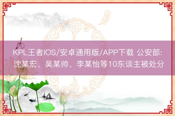 KPL王者IOS/安卓通用版/APP下载 公安部: 沈某宏、吴某帅、李某怡等10东谈主被处分