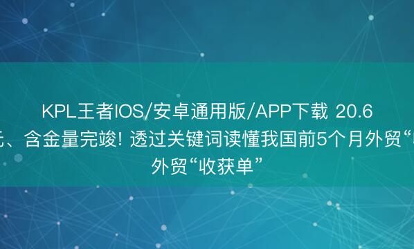 KPL王者IOS/安卓通用版/APP下载 20.68万亿元、含金量完竣! 透过关键词读懂我国前5个月外贸“收获单”