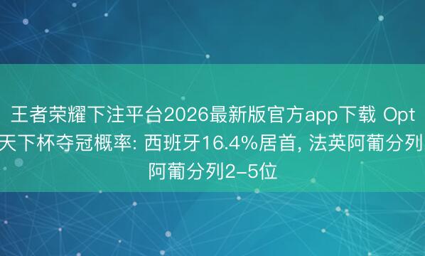 王者荣耀下注平台2026最新版官方app下载 Opta超算天下杯夺冠概率: 西班牙16.4%居首， 法英阿葡分列2-5位