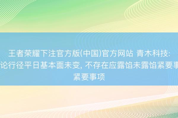 王者荣耀下注官方版(中国)官方网站 青木科技: 讨论行径平日基本面未变, 不存在应露馅未露馅紧要事项